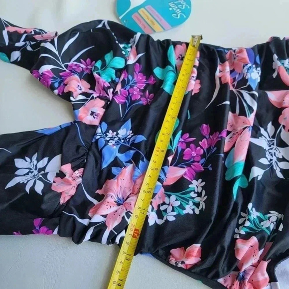 NWT Swim Solutions Mio Waist Minimize Swimsuit  Swim Solutions Black Pink Sz 14 - Picture 10 of 16